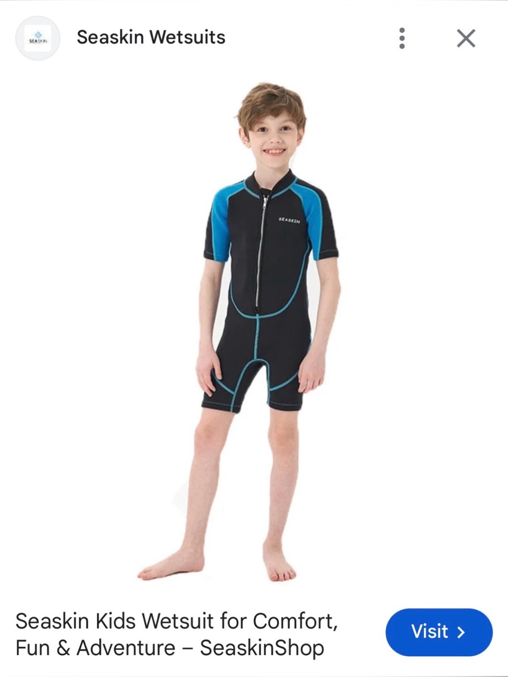 Seaskin Kids Short Sleeve Wetsuit size 3 waterproof like new